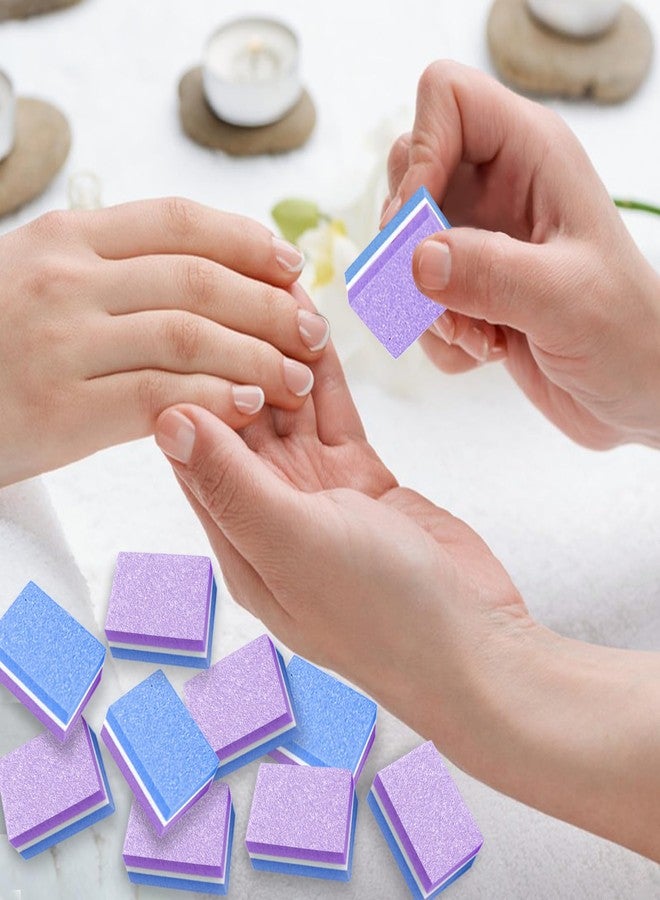 TKYZMS 50 Pcs Sponge Nail Buffers,100/180 Grit Mini Nail Files,Mini Buffer Block Nail File for Acrylic & Natural Nails,Double-Sided Buffing Blocks for Manicure & Pedicure,Salon & Home Use(Purpel-Blue) - Image 5